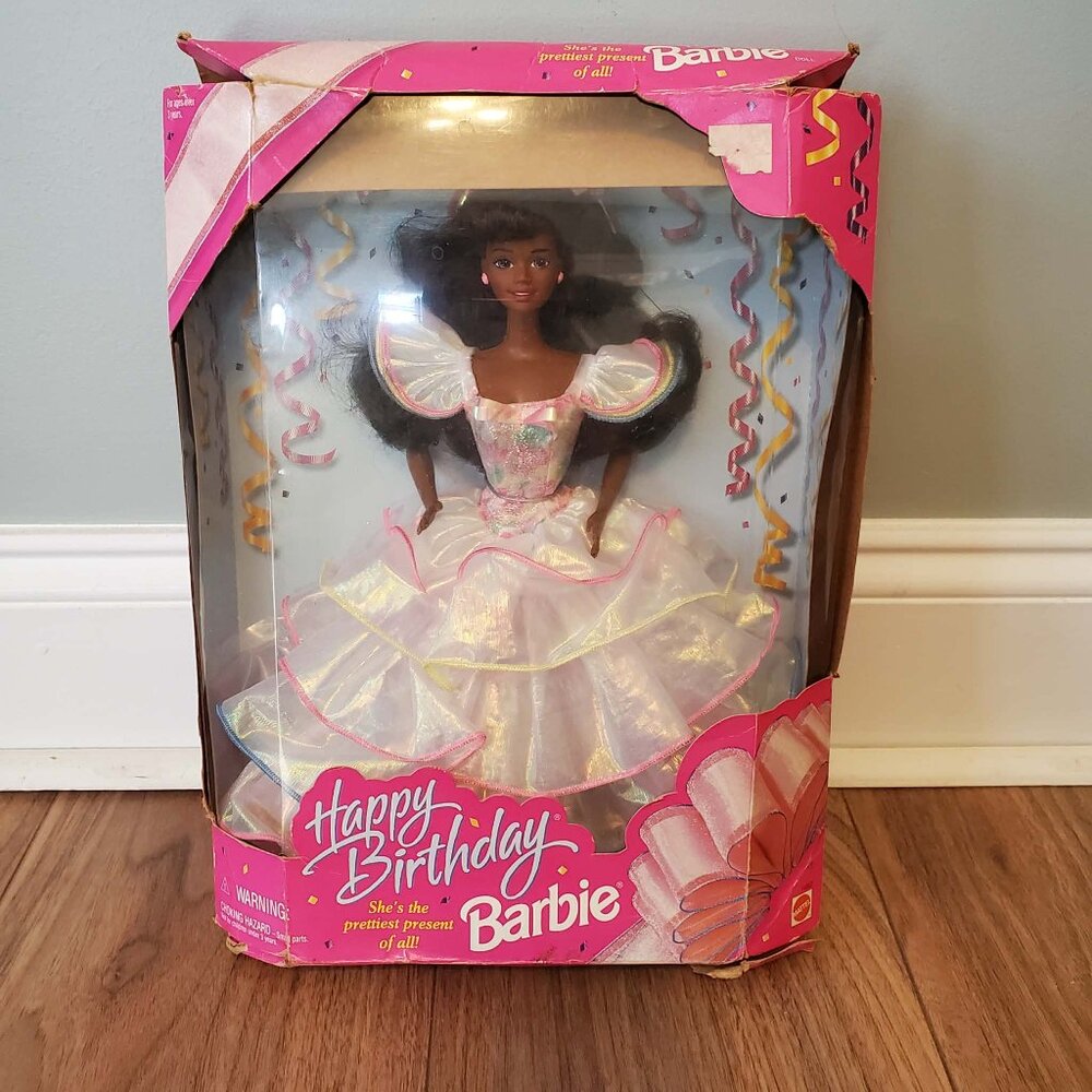 1995 Birthday Barbie African-American Doll with Long Hair Mattel